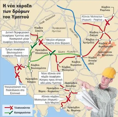 Χάρτης που παρουσιάζει τις προσβάσεις στη Σήραγγα Ηλιούπολης
