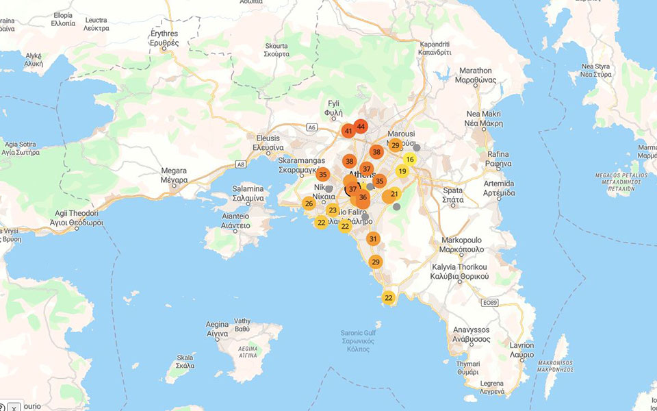Ο χάρτης της ρύπανσης στην Αττική